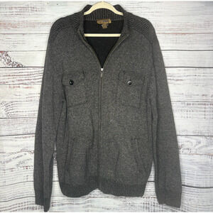 Pronto Uomo 100% Wool Full Zip Sweater Jacket XXL Gray Knit Cardigan Pockets